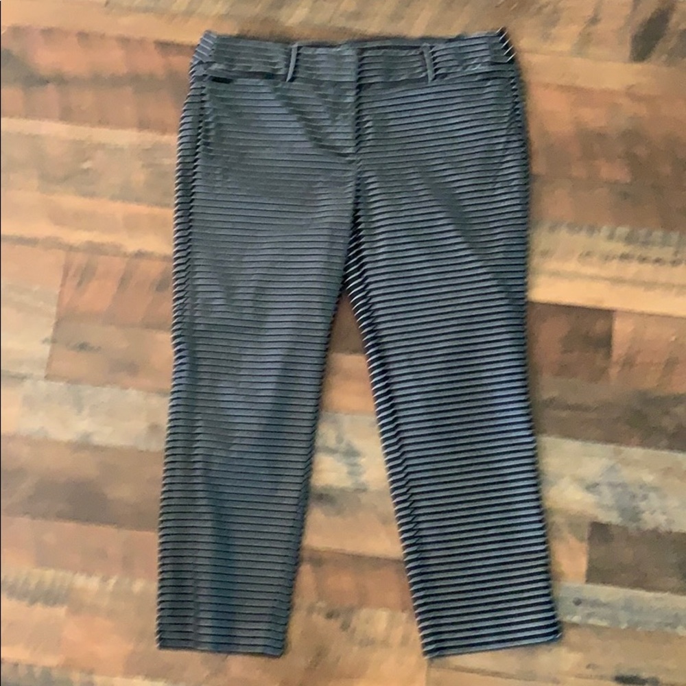 Loft Marissa Navy and White Striped Crop Pant, 12
